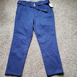 Women's Navy D-Ring Belted Chinos